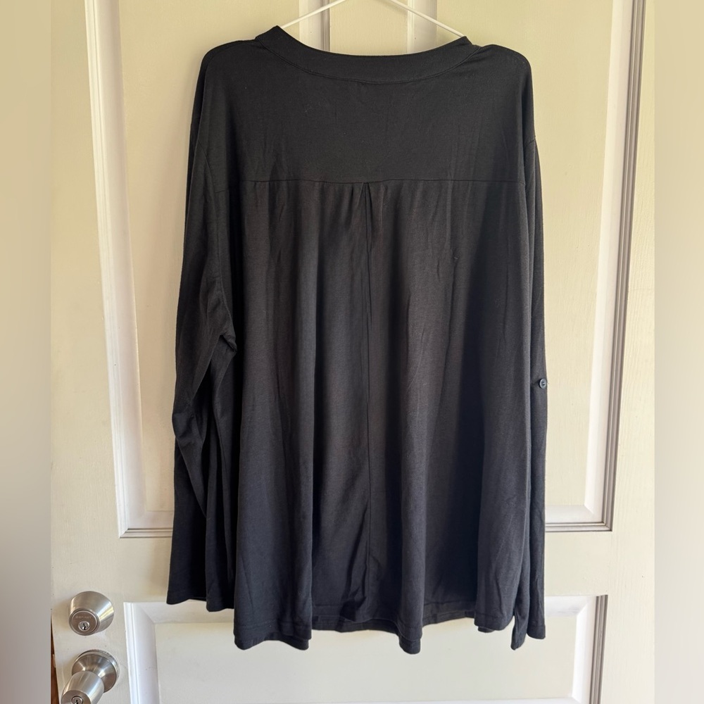 WellSize Casual Pleated V Neck Soft Long Sleeve Tunic Size 3X New With Tags - Picture 4 of 9